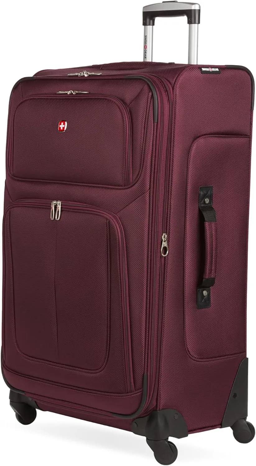 SwissGear Sion Softside Expandable Luggage, Merlot, Checked-Large 29-Inch