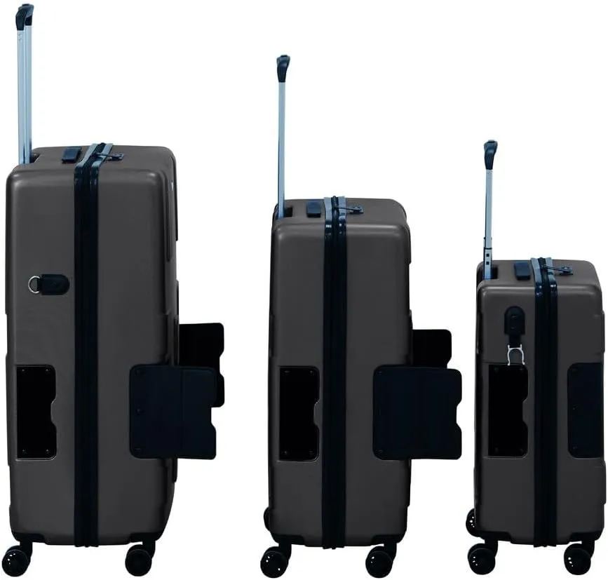 TACH V3.1 Hard Shell 3 Piece Luggage Set - 20, 24 & 28 inch Luggage | Carry On, Medium & Large Checked Suitcases | Patented Built-In Connecting System | Rolling Suitcase Links 9 Bags (Black)
