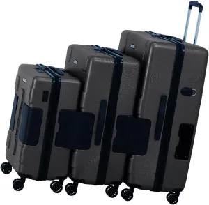 TACH V3.1 Hard Shell 3 Piece Luggage Set - 20, 24 & 28 inch Luggage | Carry On, Medium & Large Checked Suitcases | Patented Built-In Connecting System | Rolling Suitcase Links 9 Bags (Black)