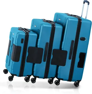 Tach V3.1 Hard Shell 3 Piece Luggage Set - 20, 24 & 28 inch Luggage | Carry On, Medium & Large Checked Suitcases | Patented Built-In Connecting System | Rolling Suitcase Links 9 Bags (Blue)