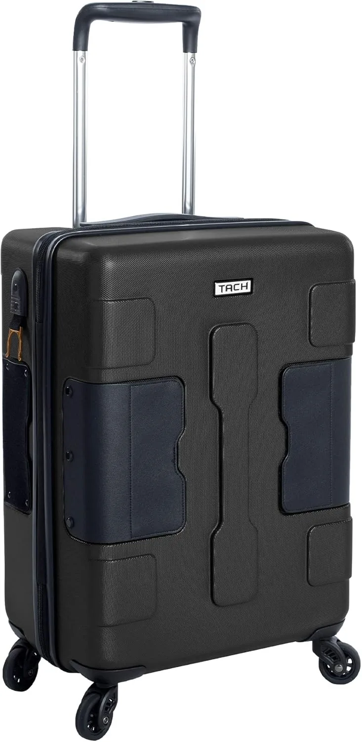 Tach V3.1 Hard Shell Carry On Luggage 20 inch | Carry on Luggage with Spinner Wheels & Patented Built-In Connecting System | One Piece Rolling Suitcase Links 9 Bags At Once (Black)