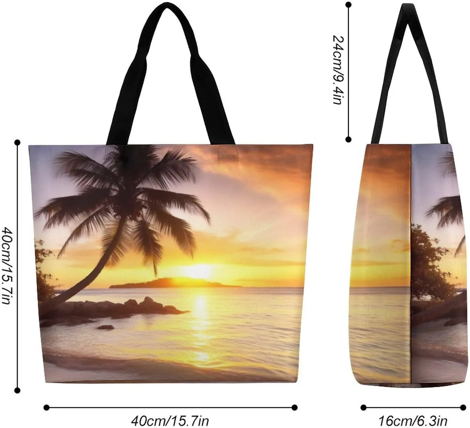 Tahiti Beach Tote Bags, Reusable Grocery Bags, Large Shopping Bag, Shoulder Bag for Women