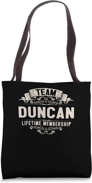 Team Duncan Lifetime Membership Retro Last Name Vintage Tote Bag