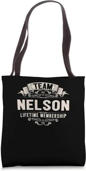Team Nelson Lifetime Membership Retro Last Name Vintage Tote Bag