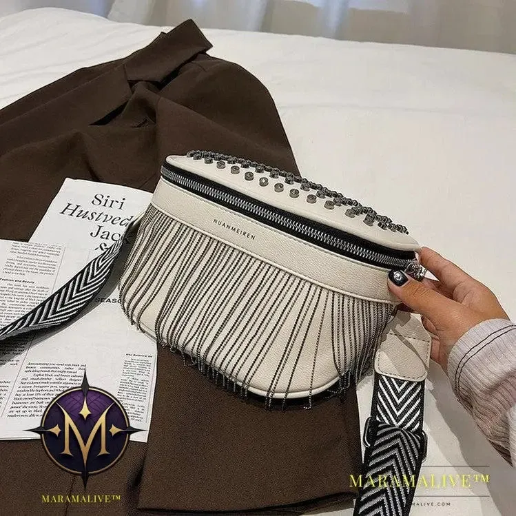 Textured Studded Fringe Women's Chest Bag