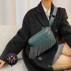 Textured Studded Fringe Women's Chest Bag