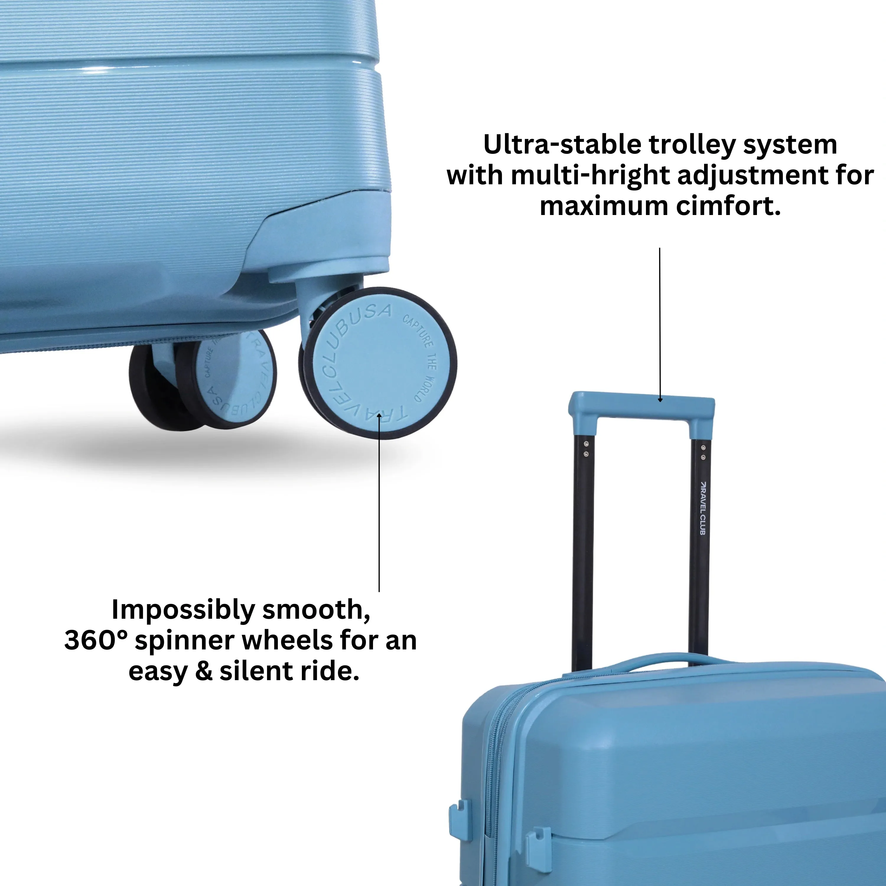 The Orlando Light Blue - Unbreakable Expandable Luggage