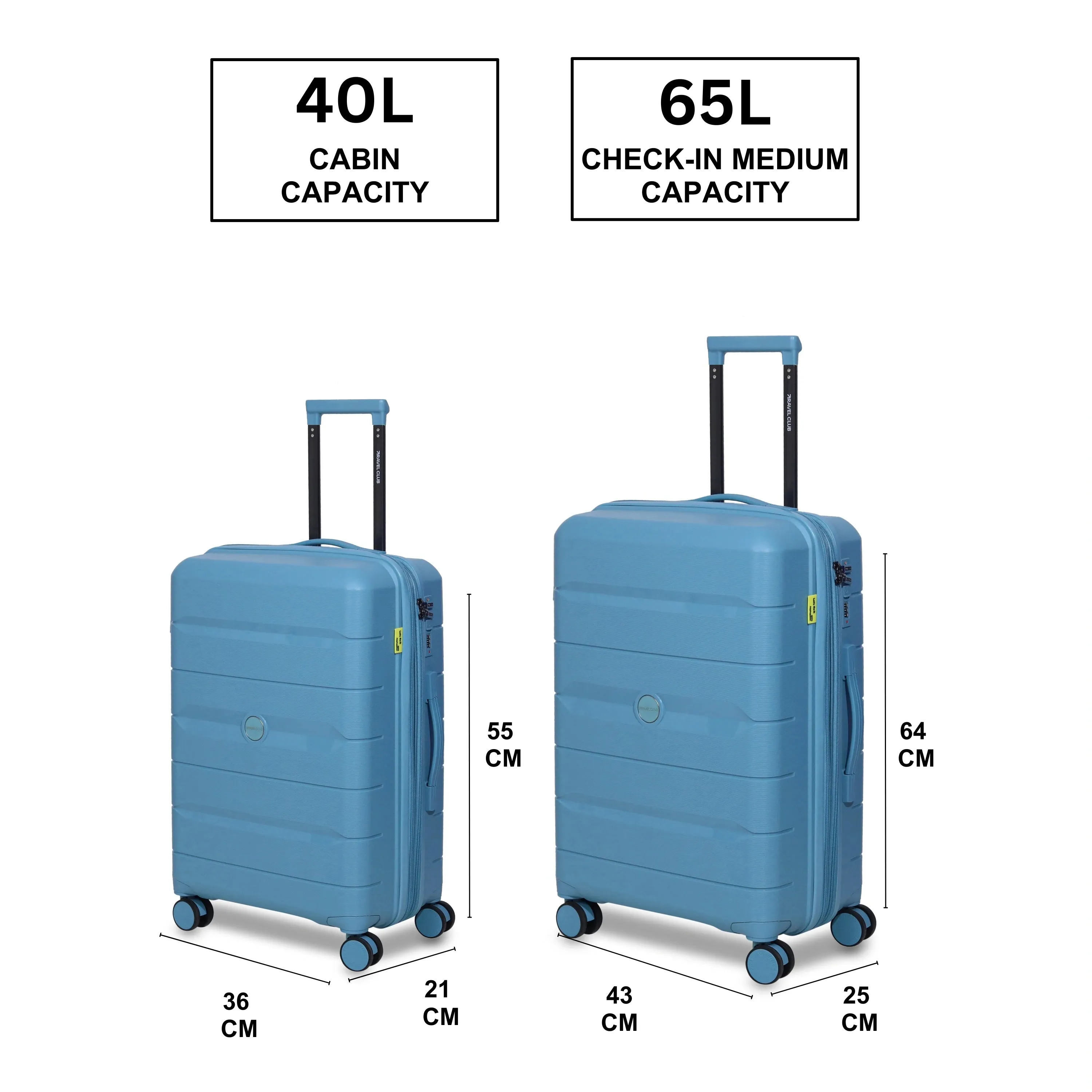 The Orlando Light Blue - Unbreakable Expandable Luggage