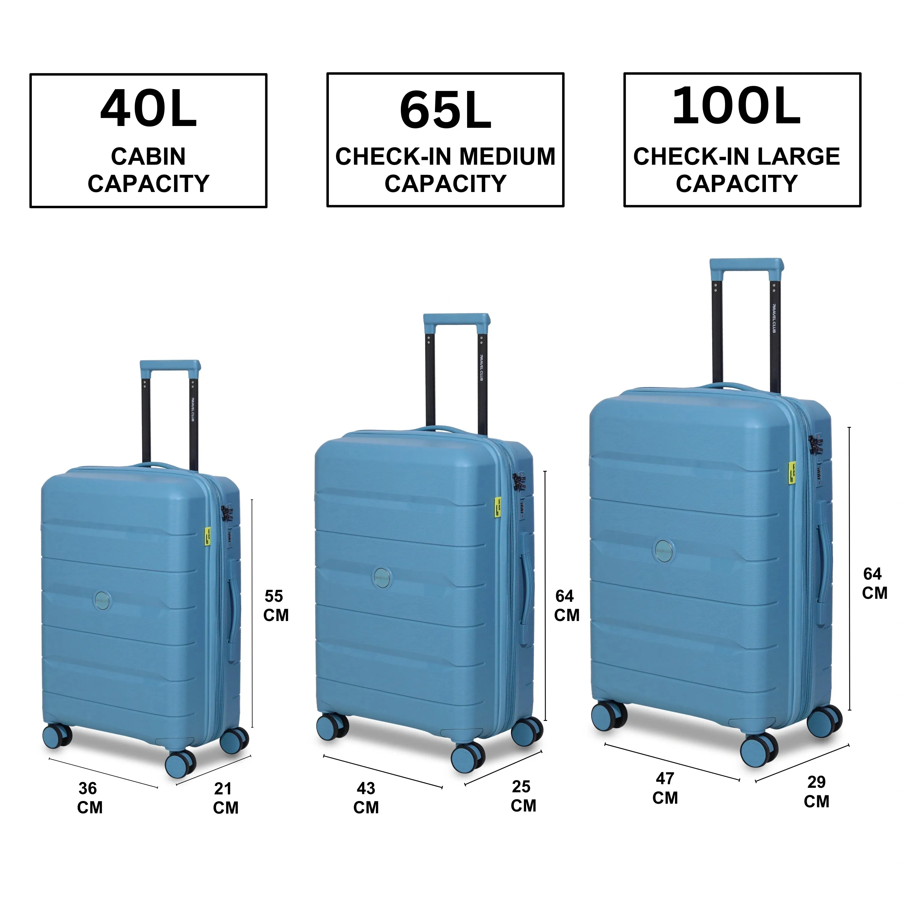 The Orlando Light Blue - Unbreakable Expandable Luggage