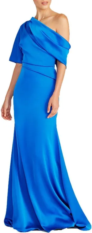 THEIA Womens Remi Pleated Satin Evening Dress Blue 14