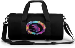 Tie Dye Rat Silhouette Gym Bag Cylindrical Sports Bag Travel Duffel Bag with Shoulder Strap