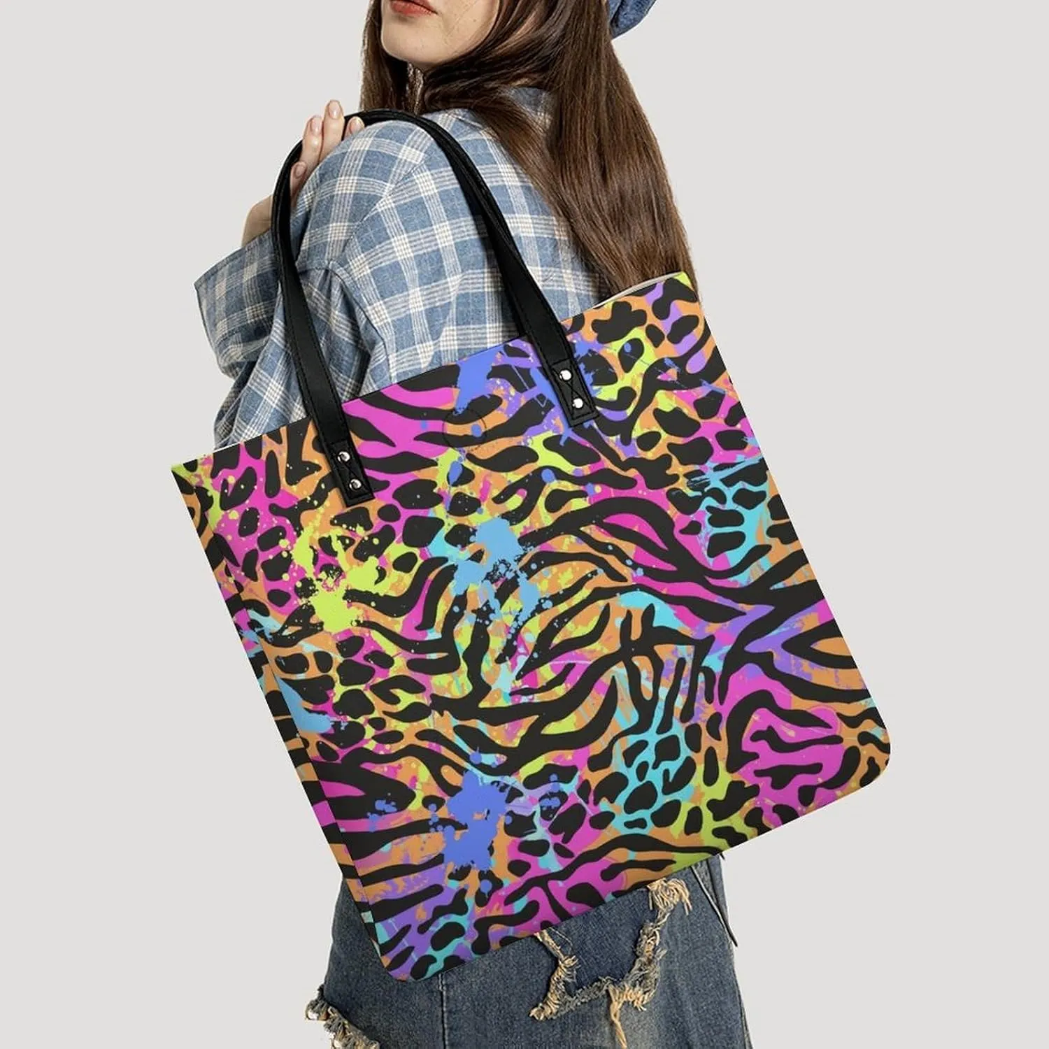 TigerPrint Fashionable All Printed Leather Handbag Unisex