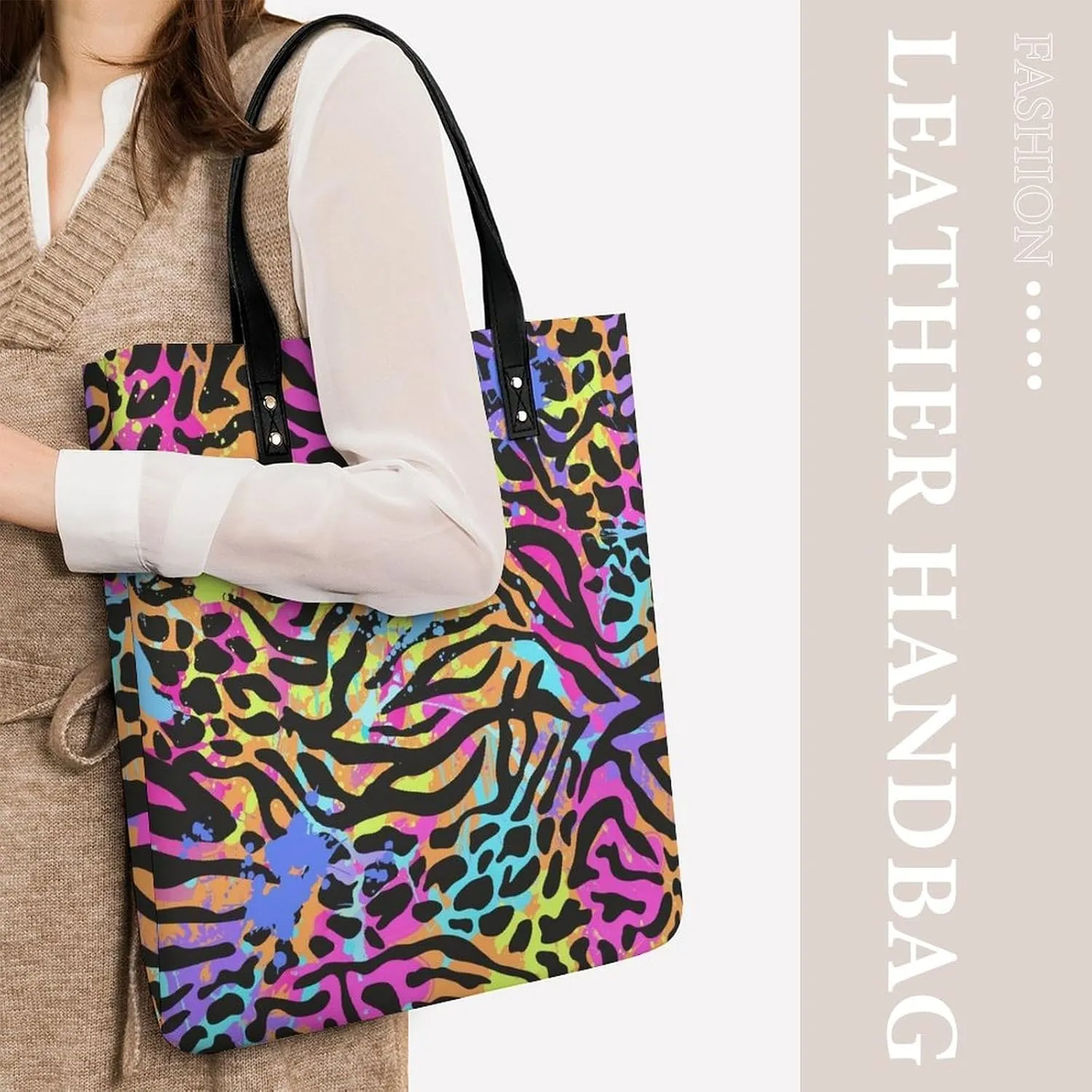 TigerPrint Fashionable All Printed Leather Handbag Unisex