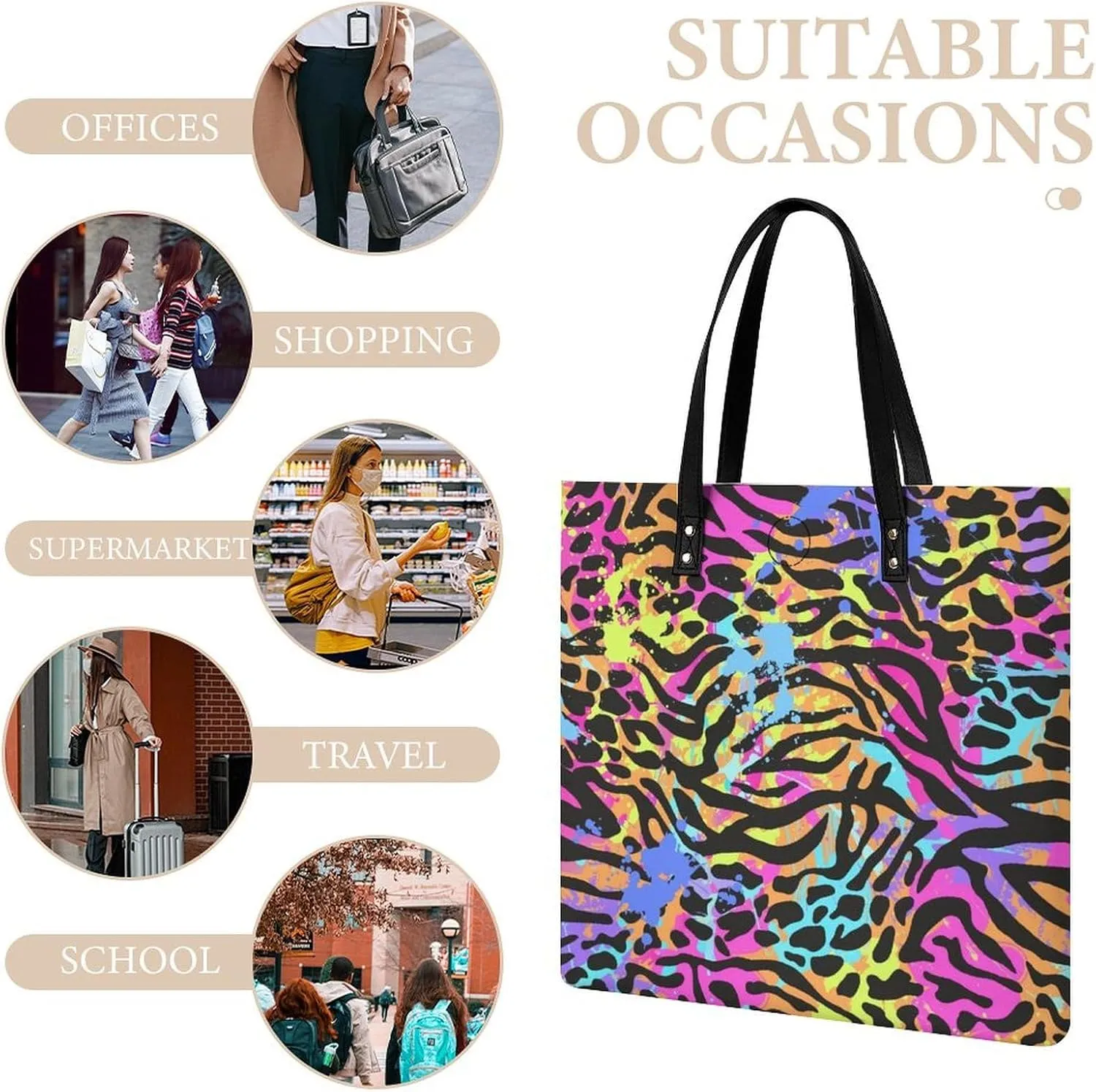 TigerPrint Fashionable All Printed Leather Handbag Unisex