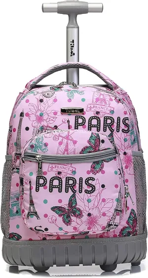 Tilami Rolling Backpack 16 Inch School College Travel Carry-on Backpack Boys Girls, Travel