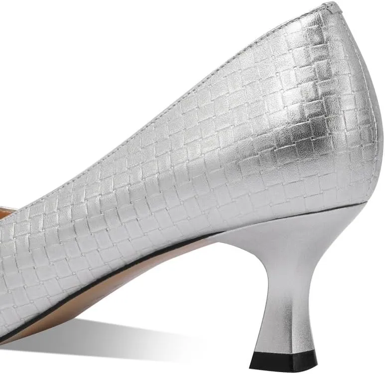 TinaCus Genuine Leather Handmade Buckle Women's Pointed Toe Mid Heels Trendy Pumps Shoes