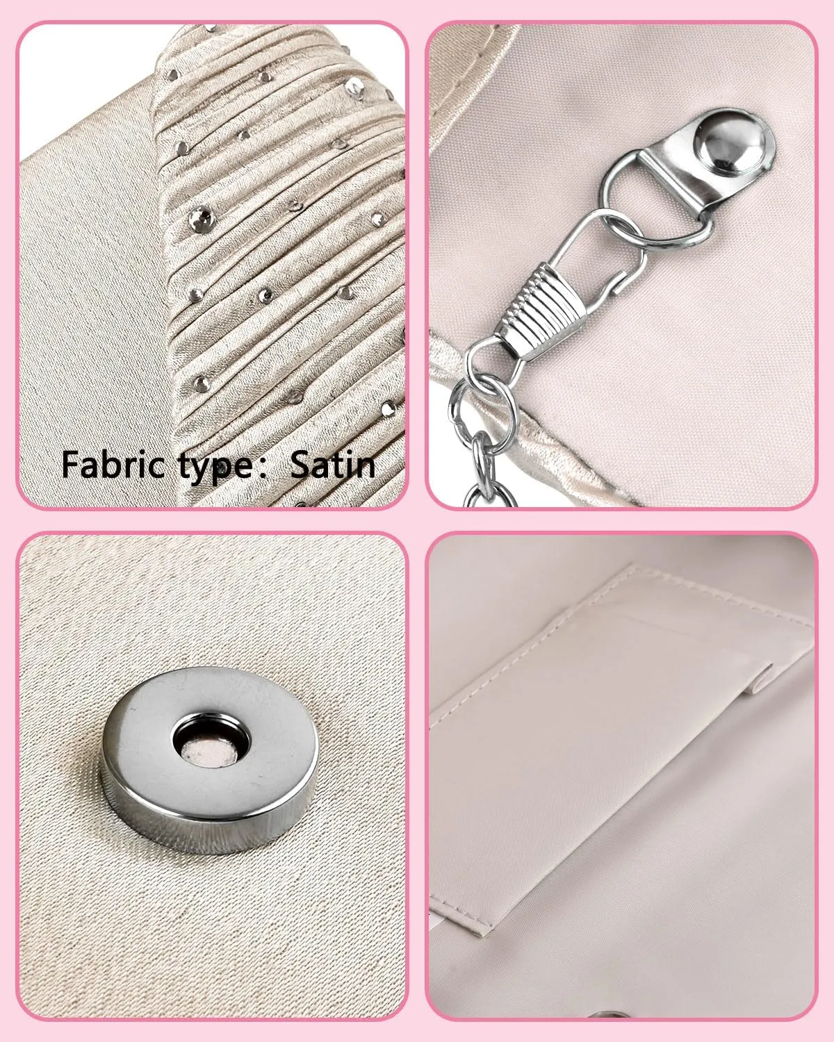 TINDTOP Evening Clutch Purses for Women Handbags for Formal Wedding Party Cocktail Prom Crossbody Shoulder Envelope Bag