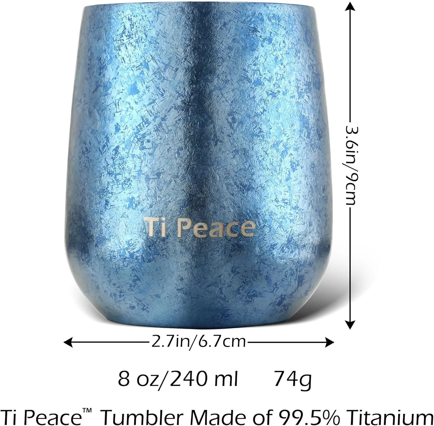 Titanium Tumbler 8fl. oz/240ml Drinking Cup Insulated Double Wall Titanium Cup