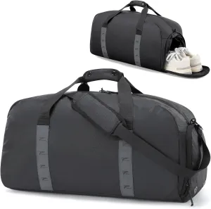 Tolaccea Gym Bag for Men Women, Large Sport Duffel Bag with Shoe Compartment Wet Compartment, Travel Duffel Bag Backpack, Weekend Bag Carry On Backpack for Gym, Travel, Fitness, Workout (Black, 42L)