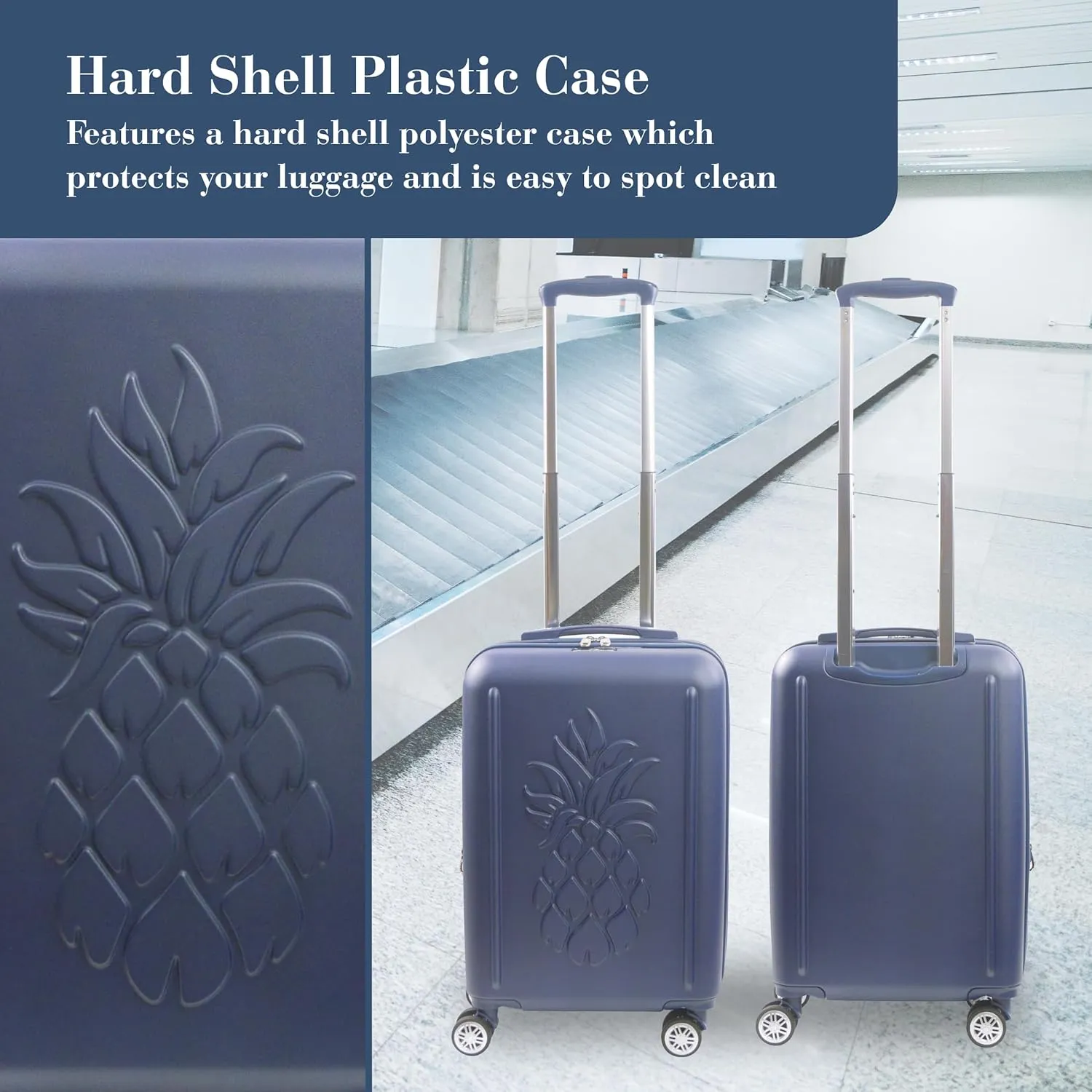 Tommy Bahama 22.5 Inches Rolling Carry On, Hard-Sided Suitcases with Spinner Wheels, Navy