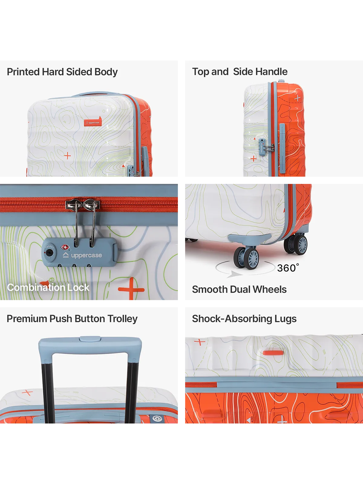 Topo Orange and White Set of 2 (S L) Trolley