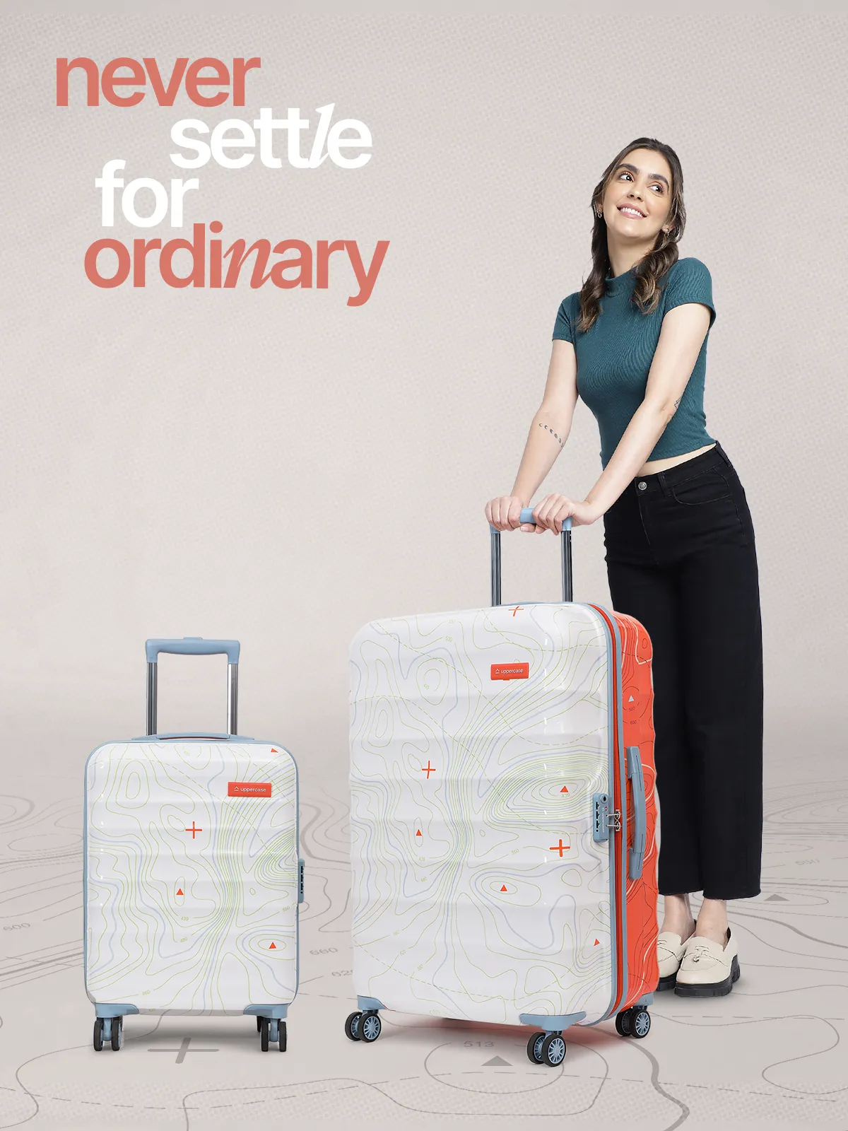 Topo Orange and White Set of 2 (S L) Trolley