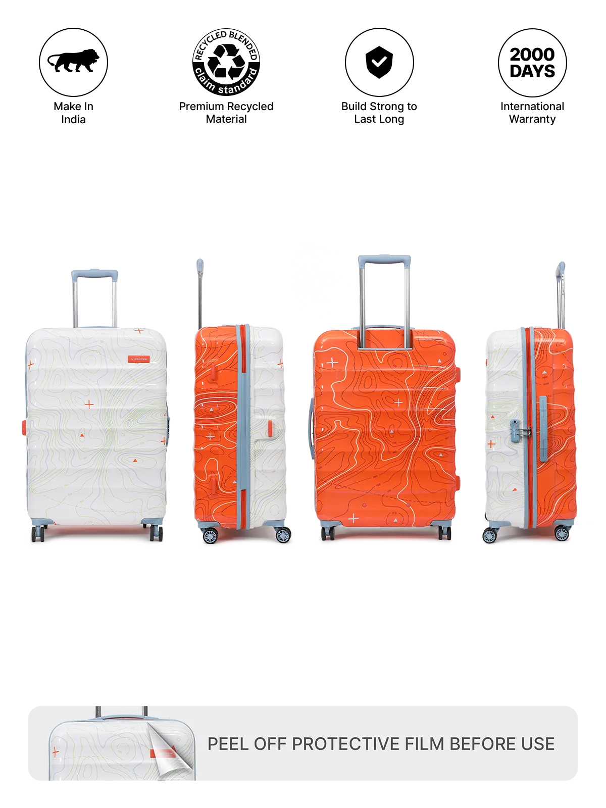 Topo Orange and White Set of 2 (S L) Trolley