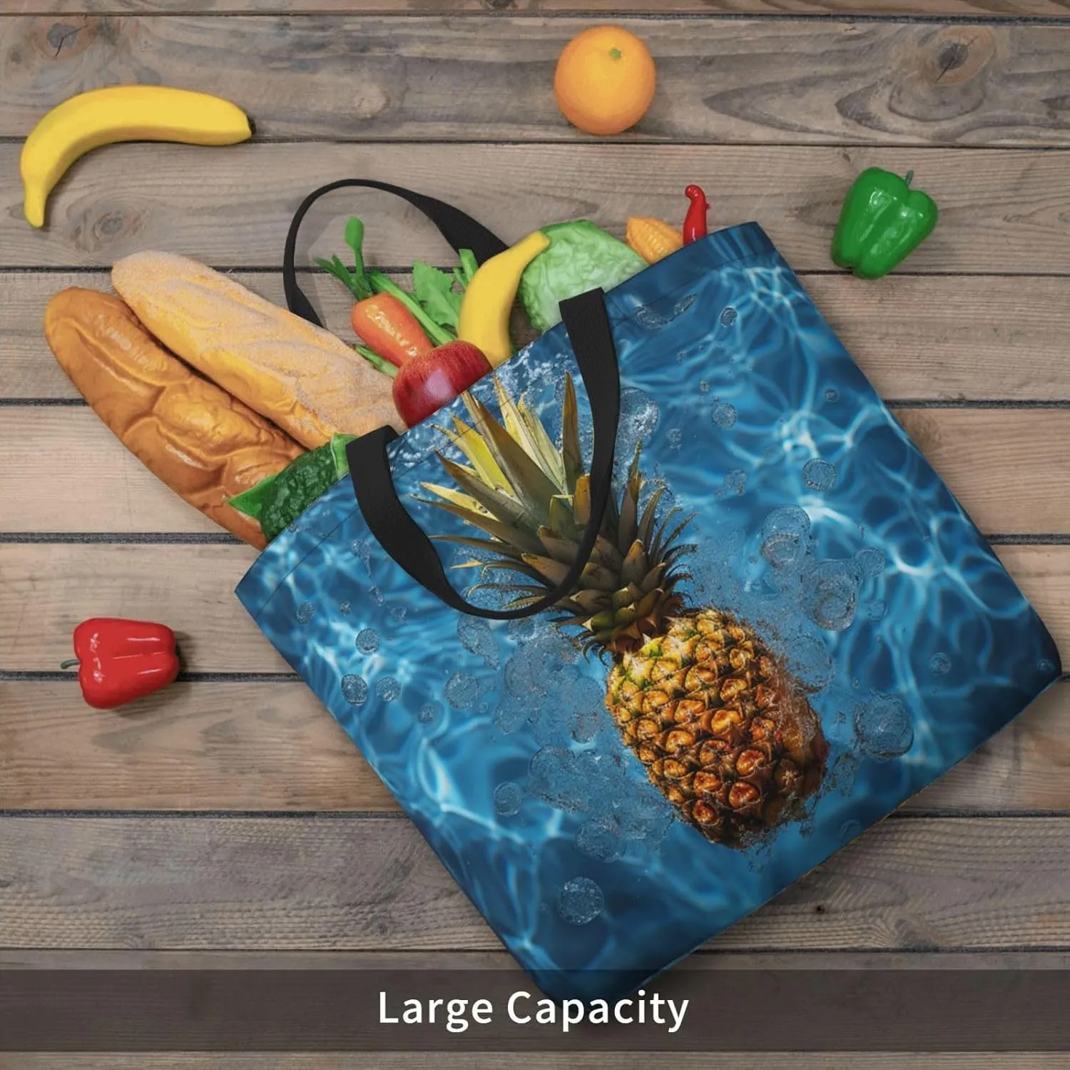Tote Bag for Women Grocery Bag Reusable Shopping Bag Rainbow Flower Sea Handbag Foldable Shoulder Bag