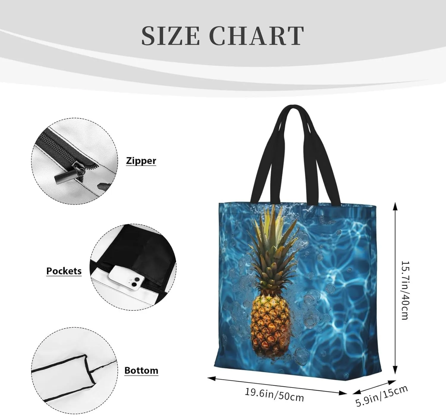 Tote Bag for Women Grocery Bag Reusable Shopping Bag Rainbow Flower Sea Handbag Foldable Shoulder Bag