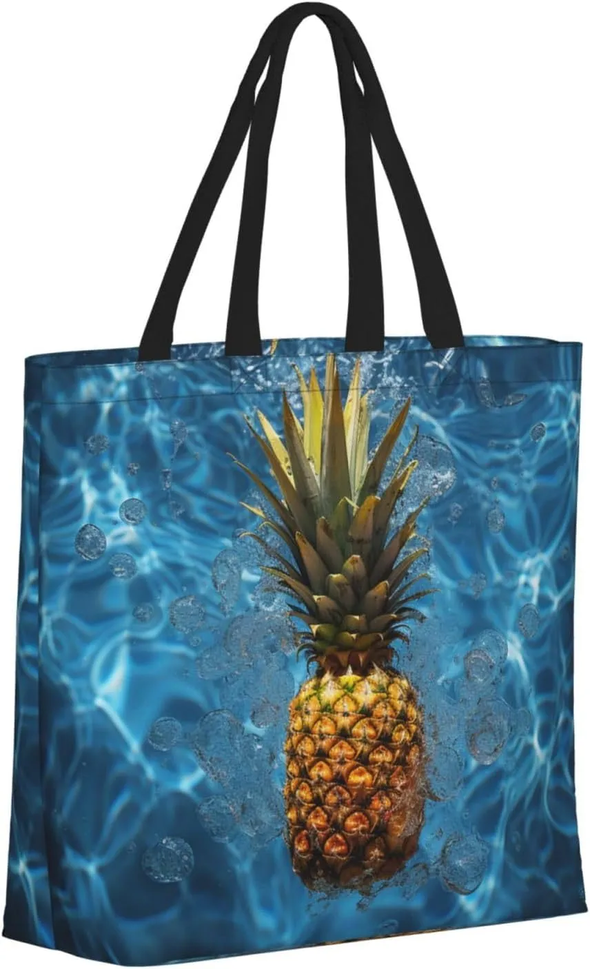 Tote Bag for Women Grocery Bag Reusable Shopping Bag Rainbow Flower Sea Handbag Foldable Shoulder Bag