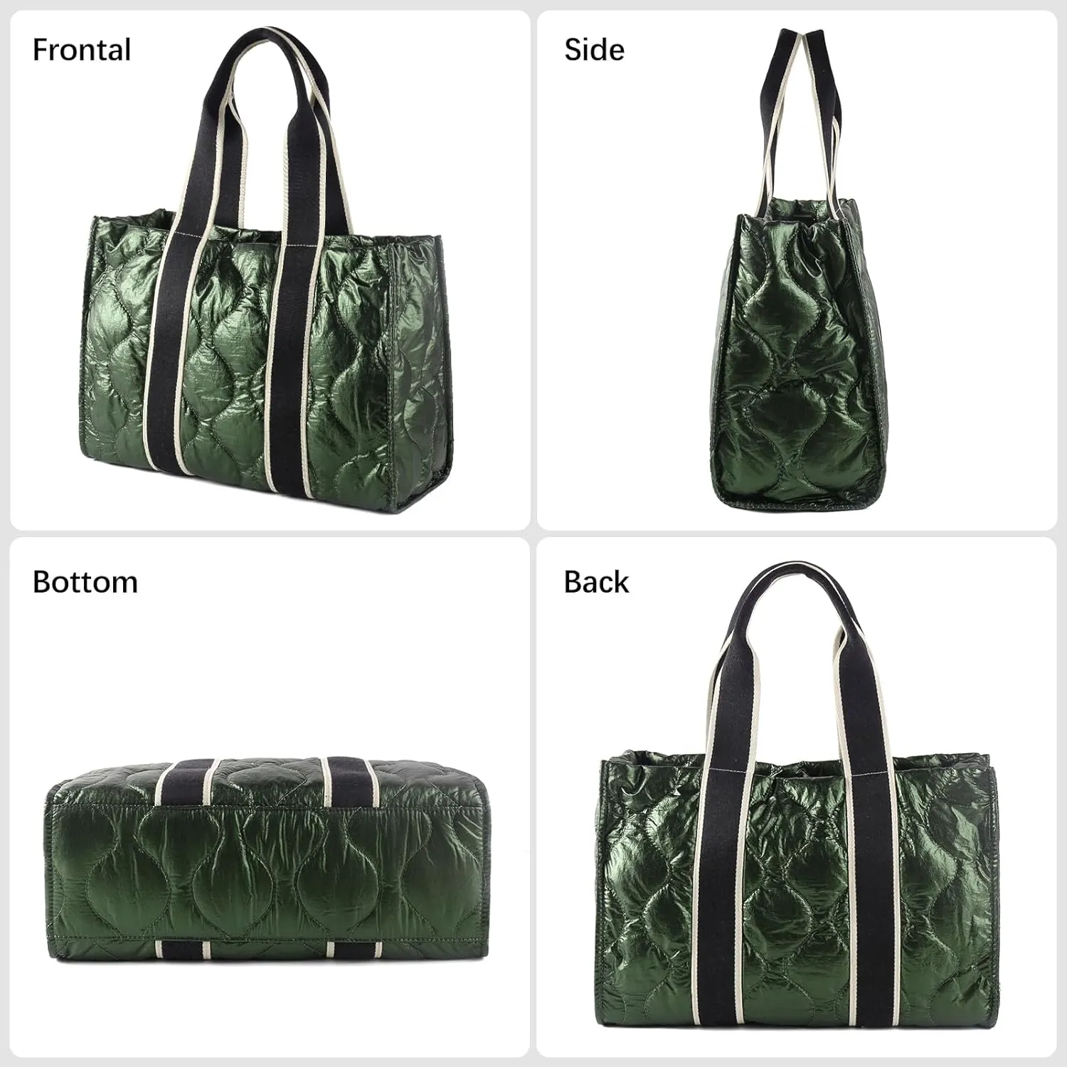 Tote Bag for Women Large Quilted Handbag Detachable Strap Crossbody Bag Down Cushion Shoulder Handbag