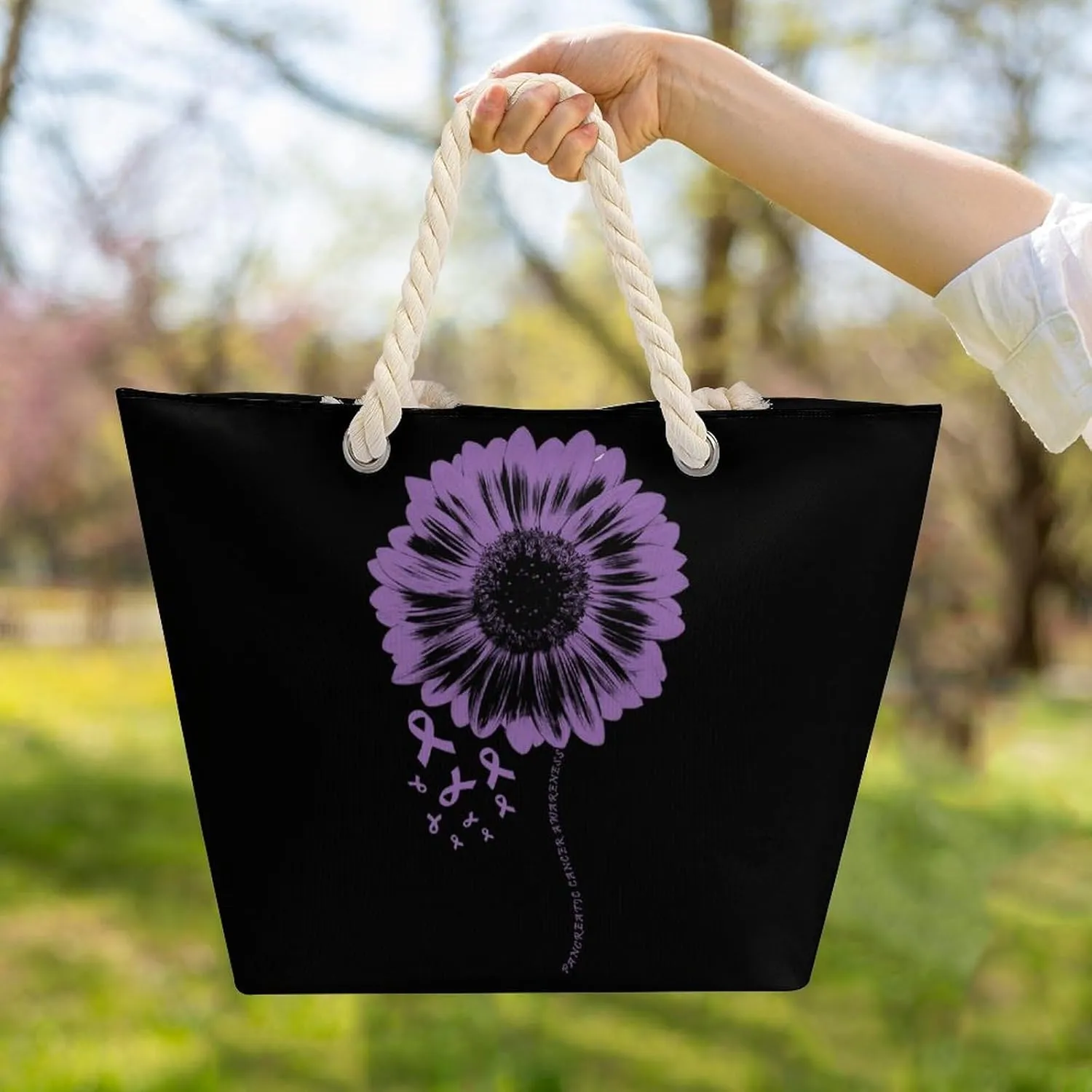 Tote Bag Large Handles Beach Bag with Zipper for Shopping Groceries Travel Outdoors Swim Pool Bag