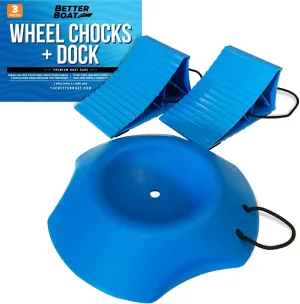 Trailer Wheel Chocks with Rope and Wheel Dock, for Boat Trailers, Travel Campers, RV Accessories, Travel Trailers, and All Trailer Tires