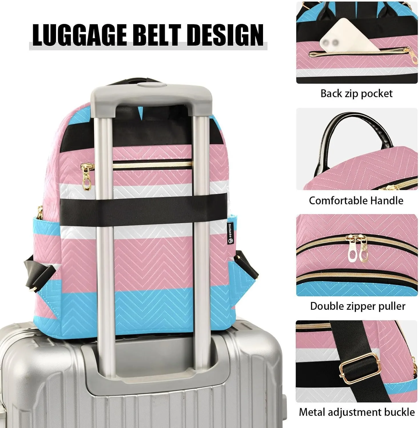 Transgender Pride Flag Mini Backpack for Women, Travel Backpack Purse Daypack Shoulder Bag for Ladies