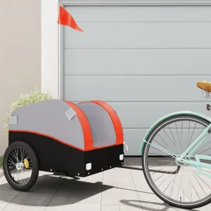 Transport Heavy Goods with Sturdy Bike Trailer, High Load Capacity, Easy to Connect, Black and Orange