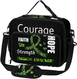 Traumatic Brain Injury Awareness Lunch Bag Insulated Lunch Tote Shoulder Bag for Men Women Work Travel Picnic