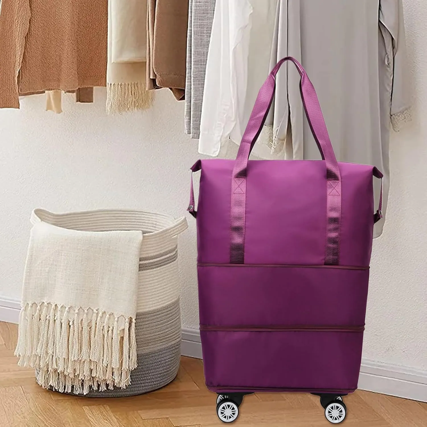 Travel Bag, Expandable Travel Bag with Wheels, Lightweight Large Capacity Luggage, Foldable Trolley Bags for Weekend Getaways, Business Trips, Family Vacations, Holiday Use