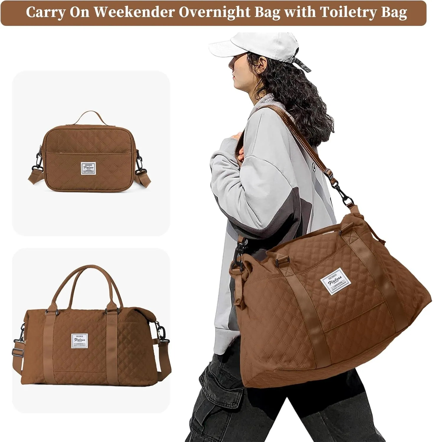 Travel Bag for Women, Overnight Duffel Weekender Bag with Toiletry Bag,Gym Bag with Wet Pocket,Personal Item Carry On Bag