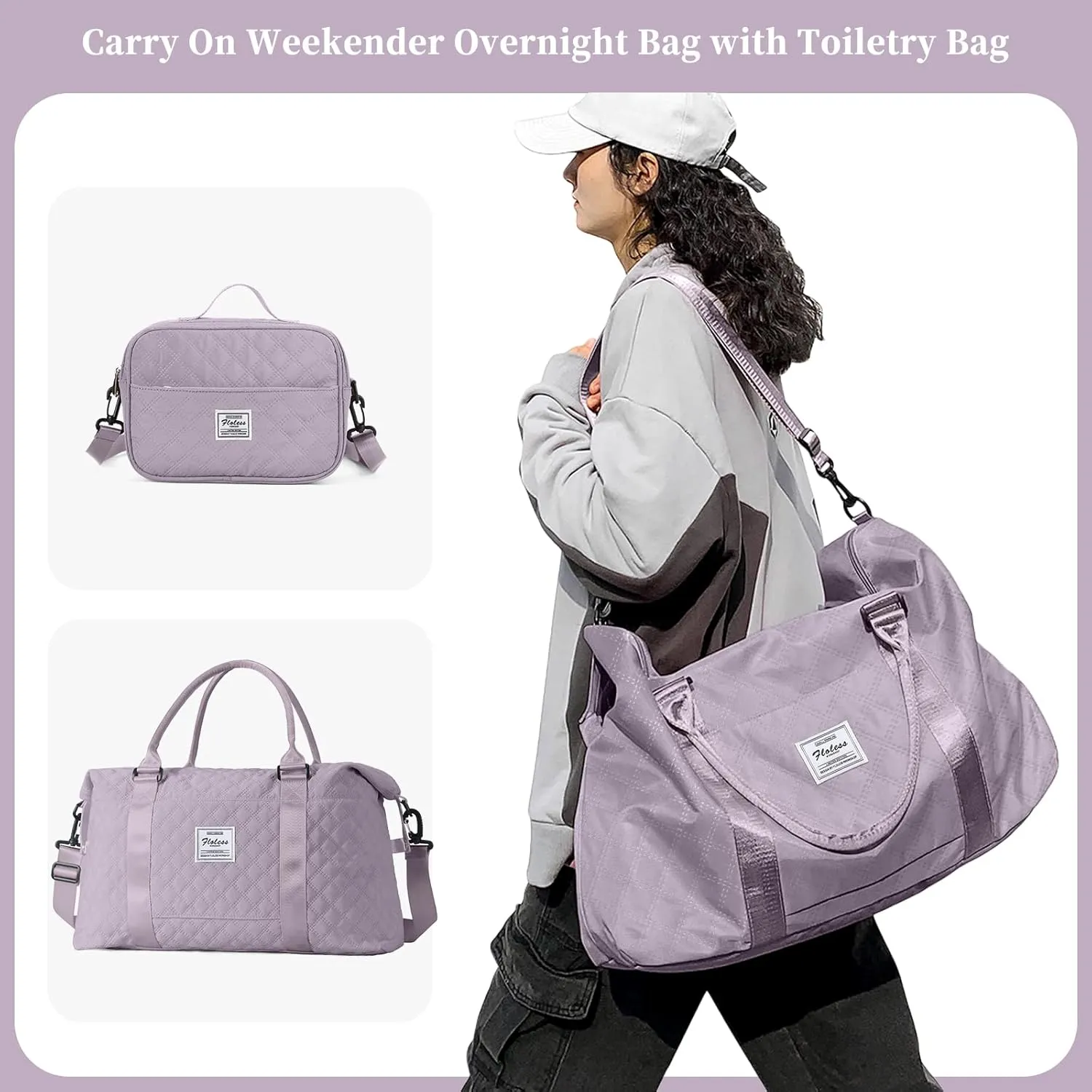 Travel Bag for Women, Overnight Duffel Weekender Bag with Toiletry Bag,Gym Bag with Wet Pocket,Personal Item Carry On Bag