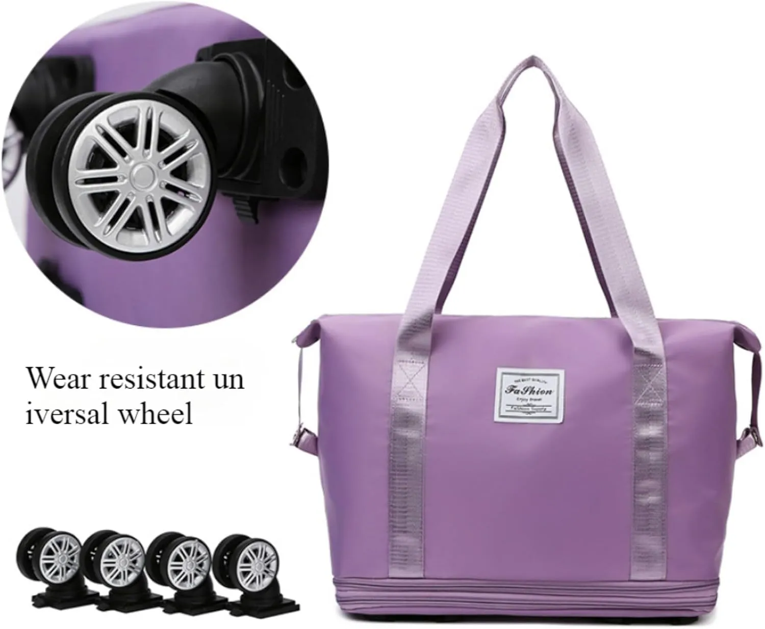 Travel Bag with Wheels, 2025 New Large Capacity Travel Bag - Universal Wheel Removable (Blue)