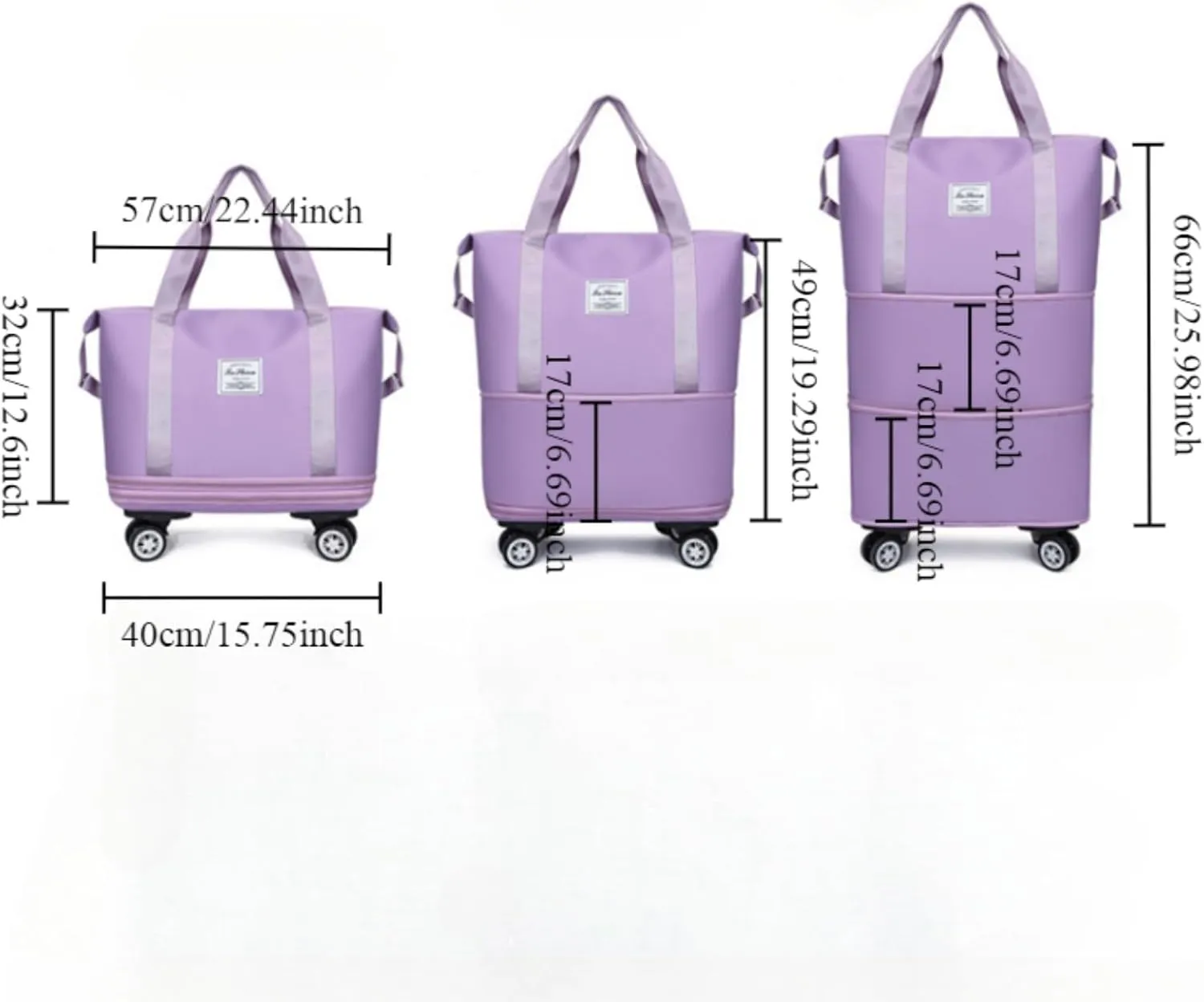 Travel Bag with Wheels, 2025 New Large Capacity Travel Bag - Universal Wheel Removable (Blue)