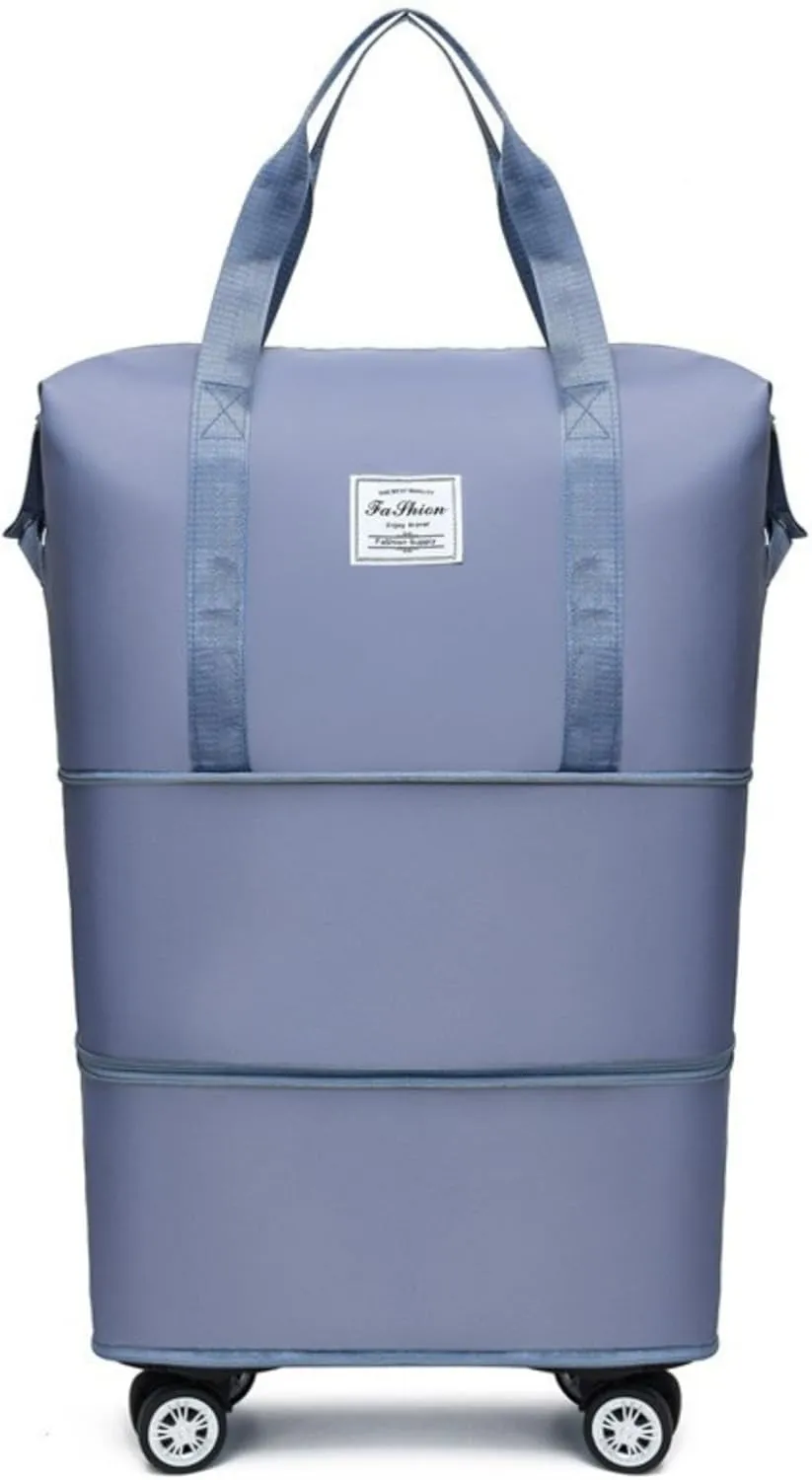 Travel Bag with Wheels, 2025 New Large Capacity Travel Bag - Universal Wheel Removable (Blue)