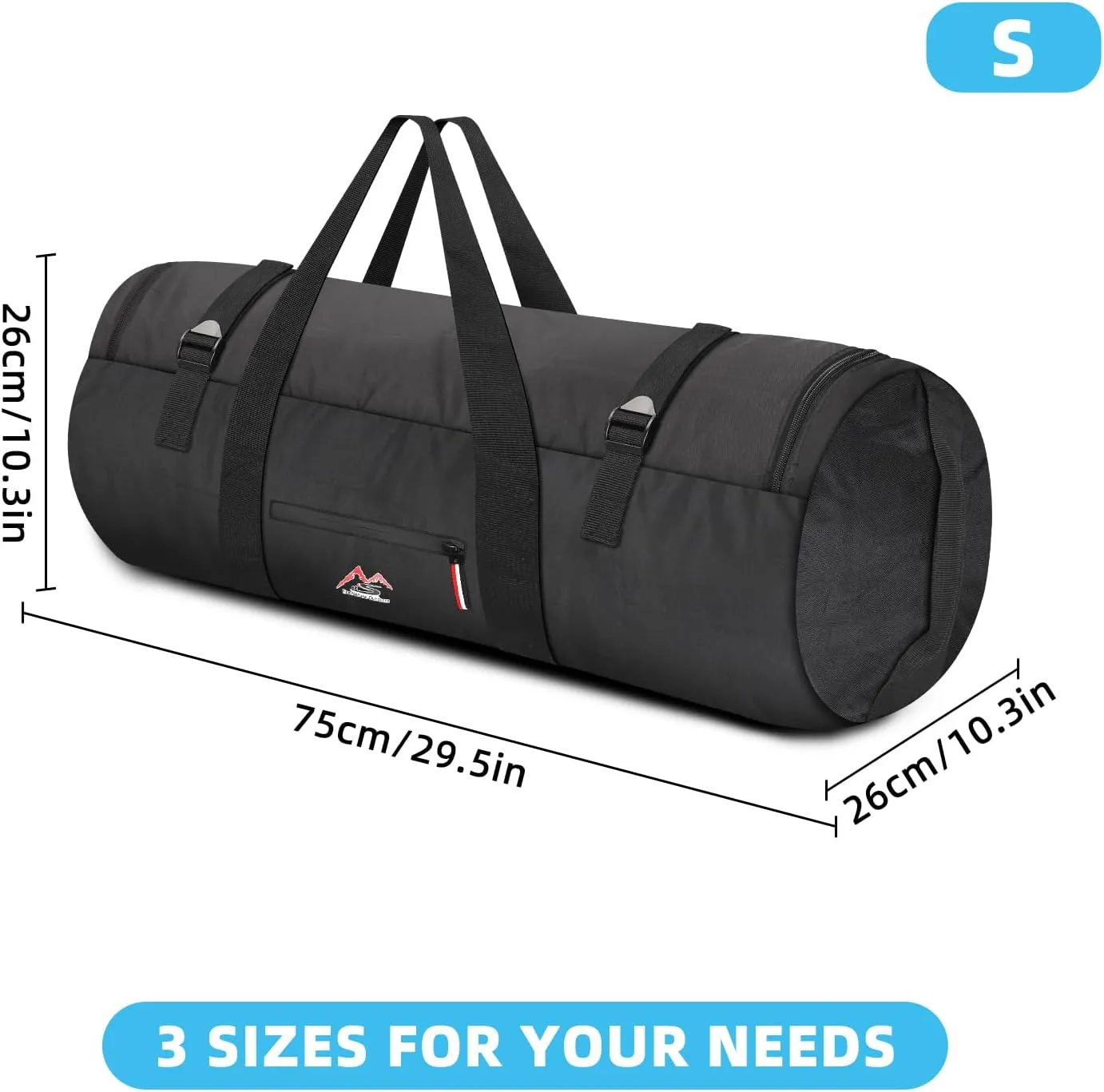 Travel Duffel Bag 37L/63L/125L Oversized Duffel Bag, Upgrade Zipper, Durable and Waterproof, Suitable for Camping Bag Travel Storage Bag Tent StorageBag Sports Equipment Bag (Black, S,37L)