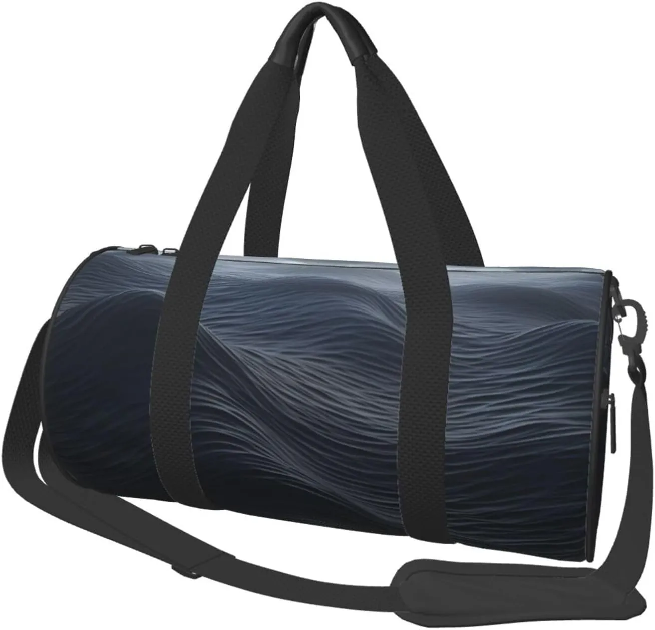 Travel Duffel Bag Foldable Weekender Overnight Bag Deep Black Waves Sports Tote Gym Bags Large Capacity Lightweight Carry On Luggage Bags for Men Women