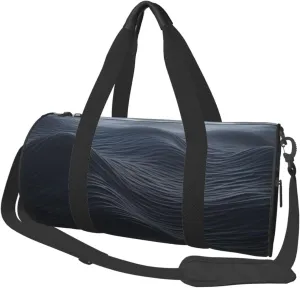 Travel Duffel Bag Foldable Weekender Overnight Bag Deep Black Waves Sports Tote Gym Bags Large Capacity Lightweight Carry On Luggage Bags for Men Women