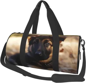 Travel Duffel Bag Foldable Weekender Overnight Bag German Shepherd Puppy Sports Tote Gym Bag Large Capacity Lightweight Carry On Luggage Bag for Men Women