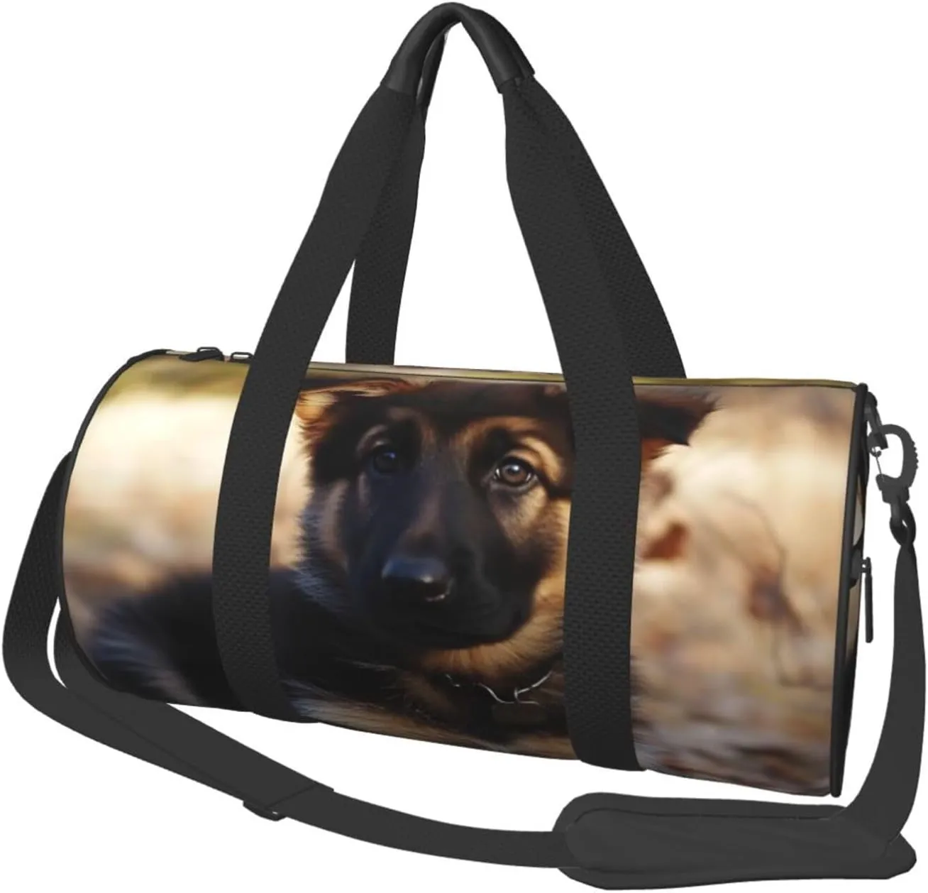 Travel Duffel Bag Foldable Weekender Overnight Bag German Shepherd Puppy Sports Tote Gym Bag Large Capacity Lightweight Carry On Luggage Bag for Men Women