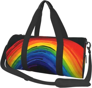 Travel Duffel Bag Foldable Weekender Overnight Bag Rainbow Sports Tote Gym Bag Large Capacity Lightweight Carry On Luggage Bag for Men Women