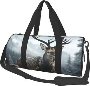 Travel Duffel Bag Foldable Weekender Overnight Bag Snow Elk Sports Tote Gym Bags Large Capacity Lightweight Carry On Luggage Bags for Men Women