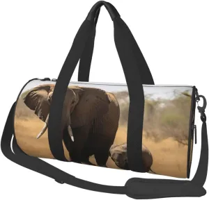 Travel Duffel Bag Foldable Weekender Overnight Bag Walking Elephants Sports Tote Gym Bag Large Capacity Lightweight Carry On Luggage Bag for Men Women